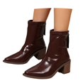 thumbnail image 3 of Stylish Women's Mid-Calf Boots Classic Leather Heel Everyday Casual Wear Comfortable Ankle Booties For Fall Winter, 3 of 7