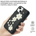 thumbnail image 5 of for iPhone 15 6.1-inch Crossbody Wallet Case, Women Flip Cover Flower Design PU Leather Kickstand Card Holder Slots Wrist Strap Lanyard Purse Phone Case for iPhone 15, Black, 5 of 9
