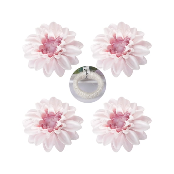 Imitation Peony Flower Napkin Ring Purple Milk White 4pcs Elegant Light Blue Birthday Party Wedding Reception Baby Shower Decor