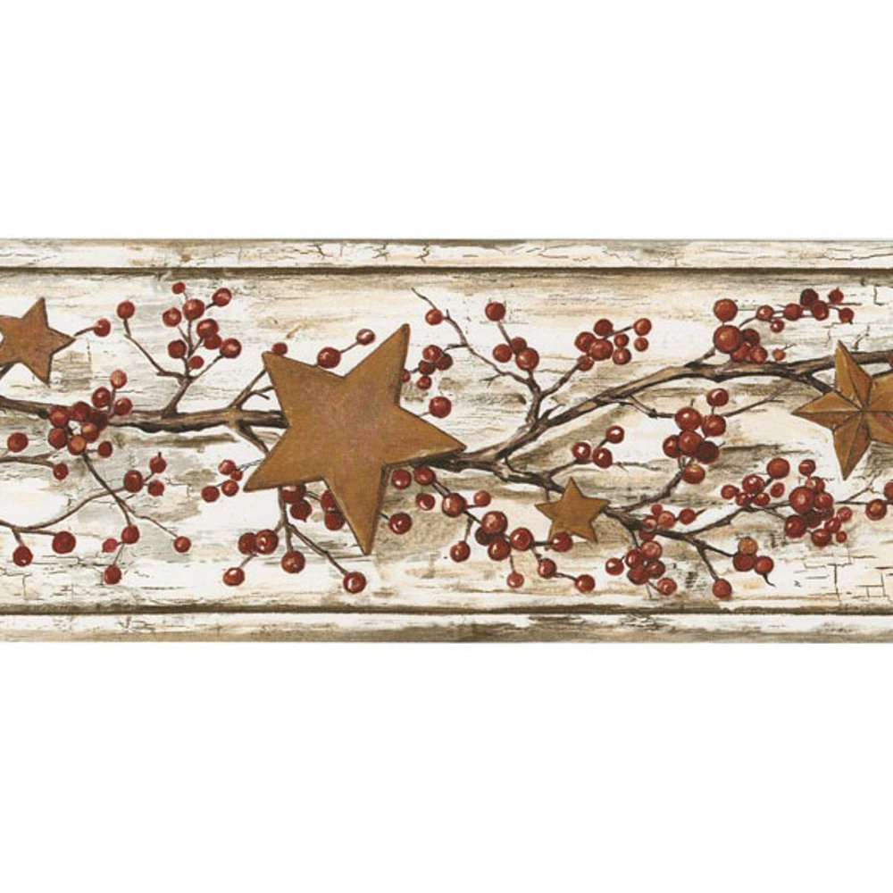 875361 Stars and Berries Vine Wallpaper Border FK3881b