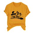 thumbnail image 4 of HCURIBAD Shirts for Women, Women's Alphabet Witch Print Crew Neck Tee Halloween T-Shirt, Womens Graphic Tees, Halloween Shirts for Women 1PC Top Yellow M, 4 of 4