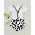 thumbnail image 4 of Franhais Baby Boys Summer Shorts Set Round Neck Short Sleeve Cow Pattern Digital Print Bodysuit Bib Shorts, 4 of 9