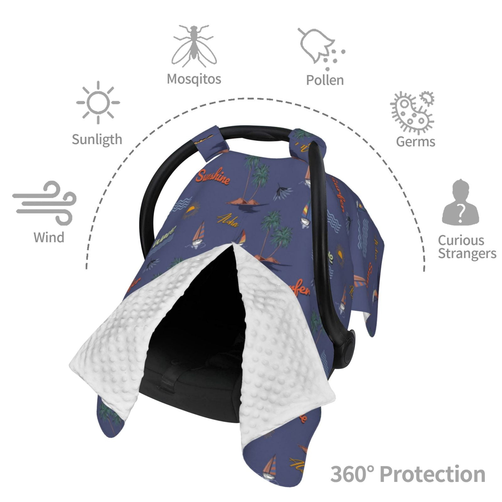 Car Seat Cover Baby - Summer beach island Breathable Infant Car Seat Cover for Baby Carseat, Lightweight Comfort Baby Essentials Must Haves Newborn Stuff for Girl Boy