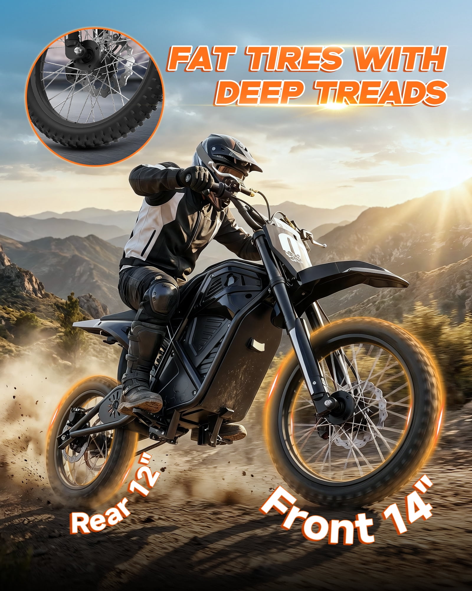 QNUT Electric Dirt Bike for Teens Adults, 3000W 38MPH Electric-Motorcycle Fat Tire with 48V 21Ah Battery E Dirt Bike 200Nm Dual Hydraulic Brakes Full Suspension Off-Road Ebike  UL2849 Listed