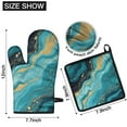 thumbnail image 6 of Teal Gold Marble Kitchen Oven Mitt and Pot Holder Sets 4 Pcs for Baking, Cooking and Grilling, Heat Resistant Up To 392 °F, 6 of 7