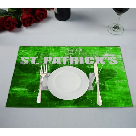 

ECZJNT Green Clover Placemat Table Mat Cup Mat 12x18 inch Set of 2
