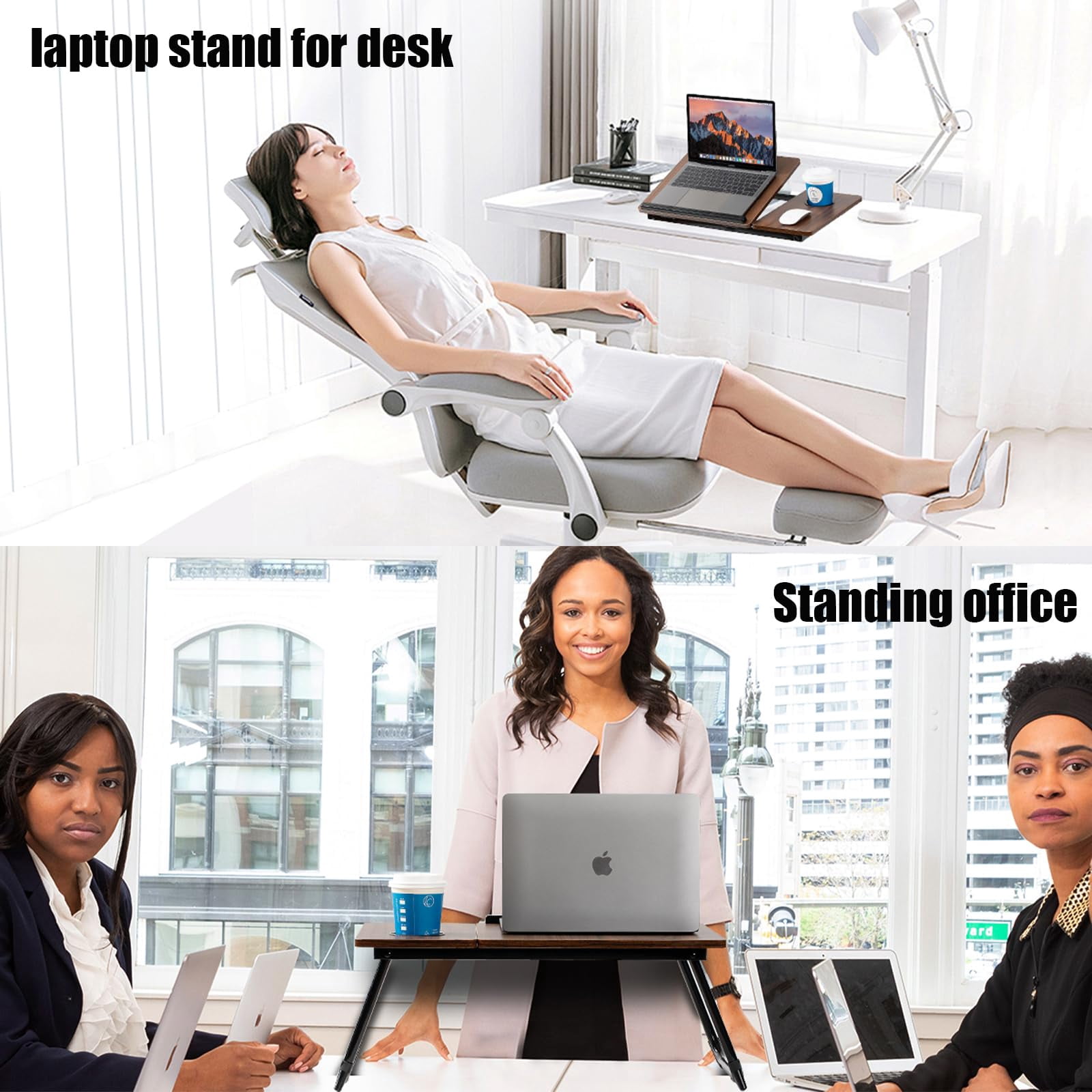 Laptop Desk For Bed Couch  Adjustable Foldable Table With Cup Holder Breakfast Serving Tray Portable Lap Stand Working Reading Writing Eating Gaming In Sofa Floor(darkwalnut)