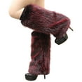 thumbnail image 2 of harmtty Winter socks 1 Pair Plush Elastic Solid Color Thick Leg Warmers Autumn Winter Women Warm Faux Fur Boot Stockings Wine Red, 2 of 8