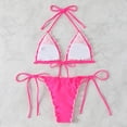 thumbnail image 3 of Women's String Triangle Bikini Two Piece Bikini Sets for Women Swimsuit Halter Top Bathing Suit (Pink,L), 3 of 6
