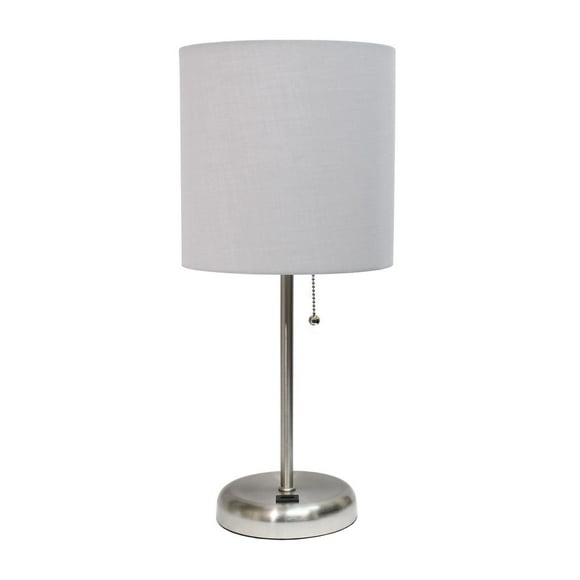 Lampe bâton LimeLights avec port de chargement USB et abat-jour en tissu, gris