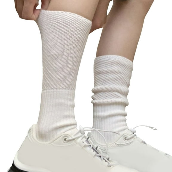 IWRICH Women's Slouch Socks 80s Scrunch Socks Extra Long Slouchy Sock White Soft Comfy Socks White