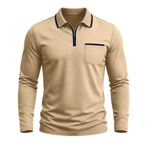 Lanyiu Mens Golf Shirt Quarter Zip Long Sleeve Collared Shirt with Pocket Classic Casual Shirts