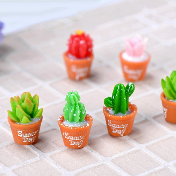 Ludlz 2Pcs Artificial Succulent Plants, Assorted Decorative Faux Succulent Potted Fake Cactus Cacti Plants Cute Cactus Resin Miniature Micro Landscape DIY Succulent Plants Decor