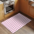 thumbnail image 2 of 2x3 Ft Entryway Area Rug, Pink White Kitchen Rug Runner Washable Floor Mat, Modern Abstract Waves Water Ripple Striped Non Slip Indoor Door Mat Throw Carpet for Bathroom Living Room Bedroom, 2 of 8