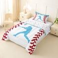 thumbnail image 3 of Erosebridal Light Blue Dripping Baseball Stitch & Batter Silhouette Graphic Twin Comforter Sets 3-Piece, Ball Gamer Bedding Set for Boys And Girls Kids,Microfiber Bedroom Decor, 3 of 6