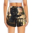 thumbnail image 2 of Lsque Adorable Kitten On Mini Train Printed Women's Running Shorts with Liner Pockets,Elastic Quick Dry Workout Athletic Gym Yoga Shorts,Womens High Waist Shorts-Small, 2 of 9