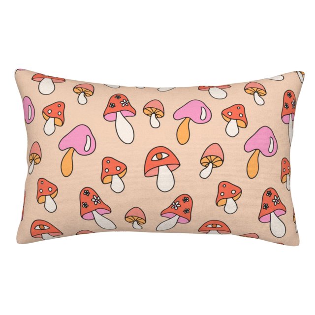Balery 70s Mushroom Funda de Cojín Estampada, Regalos para Mujeres, Regalos de Amor para Ella, Regalos para Novia o Esposa, Funda de Almohada-16"x24"