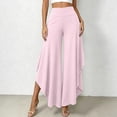 thumbnail image 2 of Tqcoqu Women's Solid High Waist Flowy Wide Leg Pants,Layered Split Hem Pants with Side Pockets,Loose Casual Palazzo Trousers for Summer,Pink Women's S-XXXL, 2 of 7