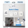 Socket Fan Light, 2000 Lumens 15" LED Ceiling Fans with Lights and Remote, 3000K-6500K Dimmable 5 Blades Screw in Ceiling Fan for Indoor Bedroom Living Room Cloakroom Kitchen Garage, White