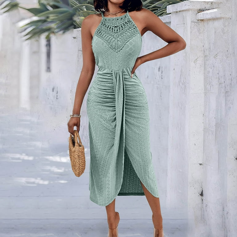 knee length dresses for ladies Women's Corallo A-line Spaghetti Strap Crochet Mini Dress  XS/S/M/L/XL/Customize Avocado Cream/Dust Pink MEAN BLVD main image 0