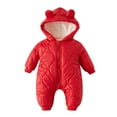 thumbnail image 4 of Baby Winter Quilted Snowsuit Jumpsuit Hooded Cartoon Ear Waterproof Windproof Outfit for Newborns (Ages 0-24 Months, 5 Colors) Infant Warm One-Piece, 4 of 4