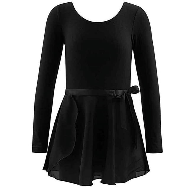 Leotardo de ballet para niñas pequeñas bailarina danza volantes manga larga tutú falda ballet gimnasia vestido