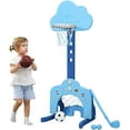 thumbnail image 2 of WYDK Kids Basketball Hoop, Toddler Sports Activity Center w/ 5 Adjustable Height Levels, Basketball Soccer Golf Game Set, Indoor Outdoor Basketball Hoop Set Gift for Baby Infant Blue Clouds, 2 of 9