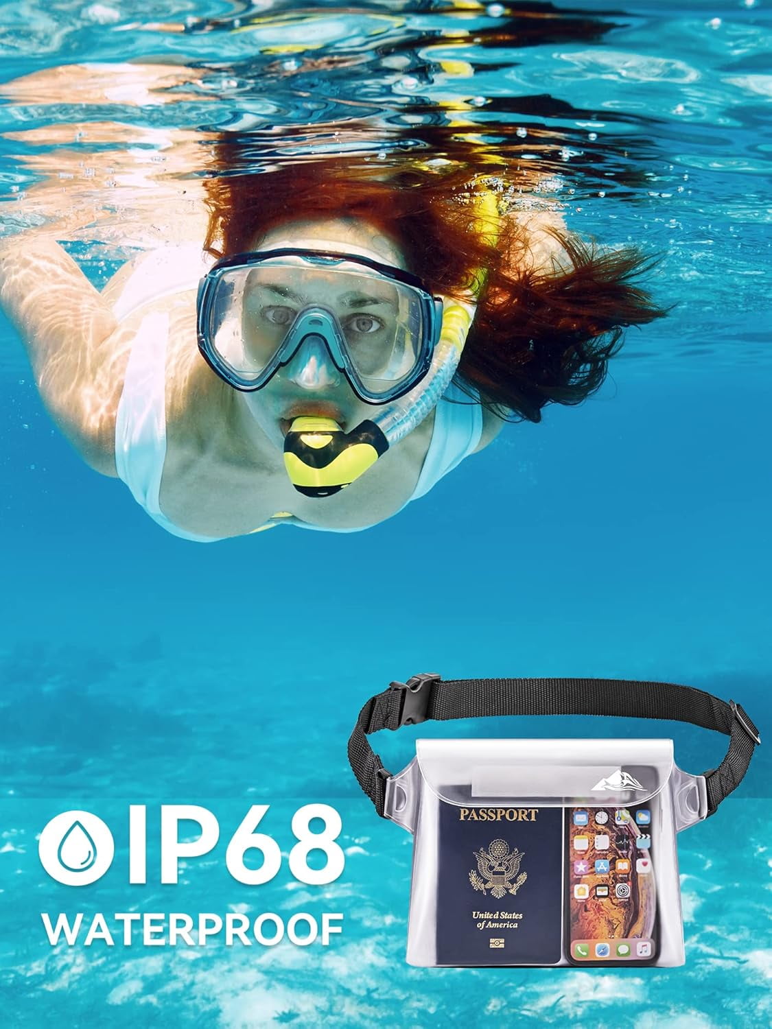 2/3/4 Pack Waterproof Pouch with Waist Strap, Screen Touchable Dry Bag with Adjustable Belt for Phone Valuables for Kayaking, Swimming, Snorkeling, Boating, Fishing, Surfing & Beach