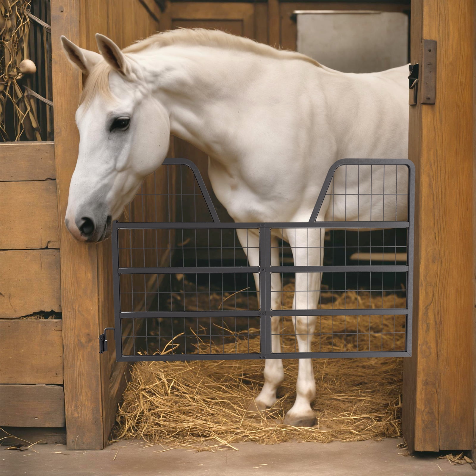 Horse Stall Guard, Sturdy Steel Frame, Horse Stall Gate, Horse Stall Door,  Ideal for Mini Stall, Wash Rack, Barn, image size:1600x1600