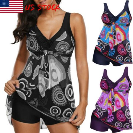 US Tankini Women Plus Size Swimwear Swimsuit Beachwear Bikini Bathing Suit (Best Bathing Suits For Big Boobs)