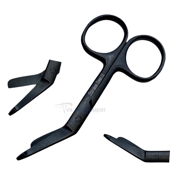 VR Instrument Supply Lister Bandage Scissors 3.5-Inch All Black Stainless Steel Shears Cut Through Bandages, Dressing, Tape, Gauze, Clothing