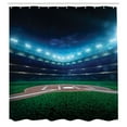 thumbnail image 3 of Ambesonne Sports Shower Curtain, Baseball Stadium Night, 69"Wx75"L, Green Blue, 3 of 5