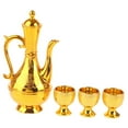 thumbnail image 3 of Dualoai Teapot Set, Drinkware with 3 Cups, Golden Serving Set for Household, Table Decoration, for Dining Room, Wedding, Home, Party, Holiday Style A, 3 of 9
