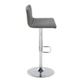 thumbnail image 3 of LumiSource Chrome Metal, Walnut Wood, Grey PU Mason Adjustable Barstool - Set of 2, 3 of 5