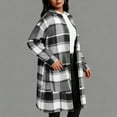 thumbnail image 6 of Hueook Flannel Jacket Women Fashion Women's Casual Pocket Long Sleeve Turndow Collar Ladies Top Blouse Coat Gray L, 6 of 7