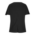 thumbnail image 4 of Womens Plus Size Tops Crew Neck Button Down Tshirts Short Sleeve Solid Color Dressy Casual Tunic Blouses Fashion Summer Outfits Black 2XL, 4 of 6