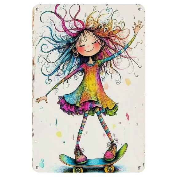 Unframed Iron Plate Painting, Art Tin Art, 8X12 Inches, Colorful Dancer Design, Wall Decoration