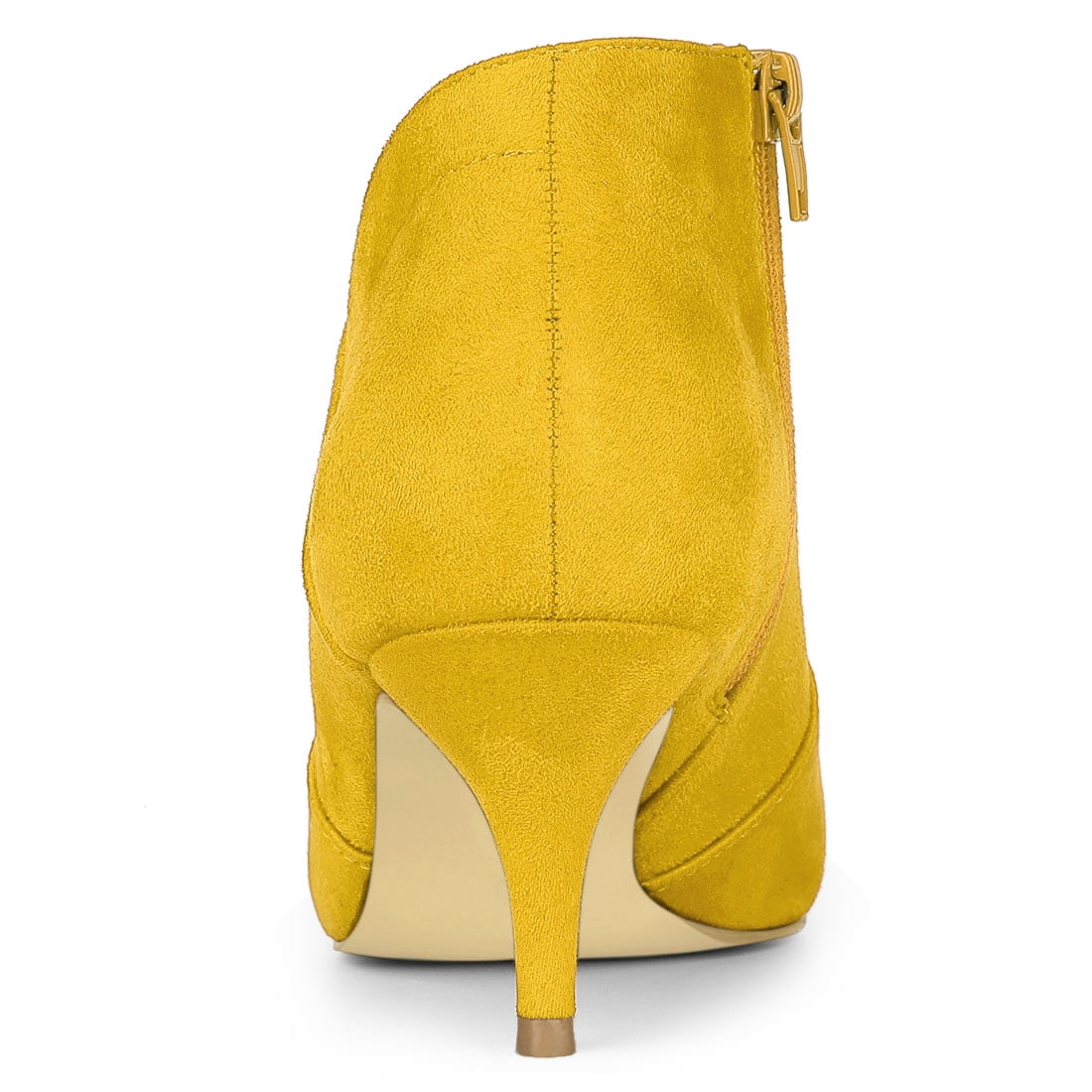 DARING DIVA Women's Pointed Toe Kitten Heel Cutout Ankle Boots Yellow 7.5