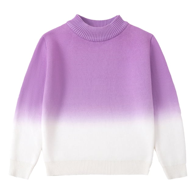 Girls Tie Dye Sweaters Knit Crewneck Long Sleeve Gradient Pullover Size:4-5 Years