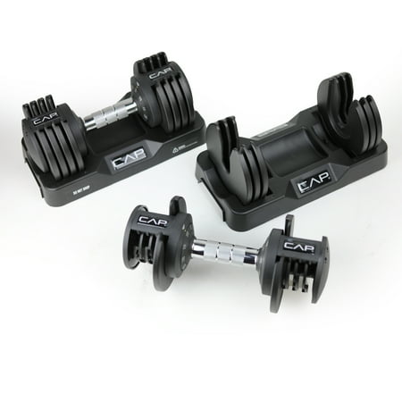 CAP Barbell 25 lb Adjustable Dumbbell Set  Quick Select Adjustability from 5-25 lb  Pair  Black