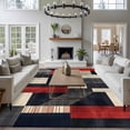 thumbnail image 3 of 6'x9' Area Rugs, Red Black Beige Indoor Outdoor Area Rug for Living Room Bedroom, Retro Abstract Geometric Striped Art Washable Bathroom Rugs Kitchen Floor Carpet Mats Home Decor Aesthetic, 3 of 8