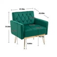 thumbnail image 7 of Velvet Single Sofa Chair, Mid-Century Button Tufted Upholstered Accent Living Room Chair with Golden Metal Legs, Comfy Armchair Leisure Lounge Chair with Wide Backrest and Armrest for Bedroom, Green, 7 of 7