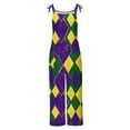 thumbnail image 4 of Awdenio Ladies Sleeveless Romper Dressy Adjustable Straps Mardi Gras Overalls Off-Shoulder Mask Print Cotton Linen Jumpsuit, 4 of 5
