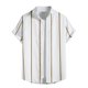 thumbnail image 1 of Camisas Hombre Manga Larga Hombres Casual Botón Abajo Verano Manga corta Rayas Impreso Cardigan Camisas (Yellow, XL), 1 of 6