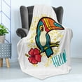thumbnail image 4 of Hello Soft Flannel Fleece Throw Blanket, Tropical Hello from Hawaiian Island Ramphastidae Toucan Bird with Hibiscus Flower, Cozy Plush for Indoor and Outdoor Use, 70" x 90", Multicolor, by Ambesonne, 4 of 5