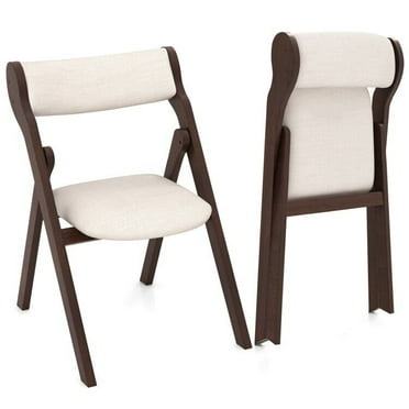 Brtye Folding Dining Chairs Set of 2, Upholstered Kitchen Chairs w/Comfy Padded Backrest & Seat, Rubber Wood Frame, Foldable Accent Chairs, Modern Side Chairs for Living Room, Dining Room, Party