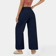 thumbnail image 7 of Lenpel Wide Leg Pants for Woman Elastic High Waisted Baggy Cotton Linen Pants Palazzo Casual Trousers with Pockets, 7 of 7