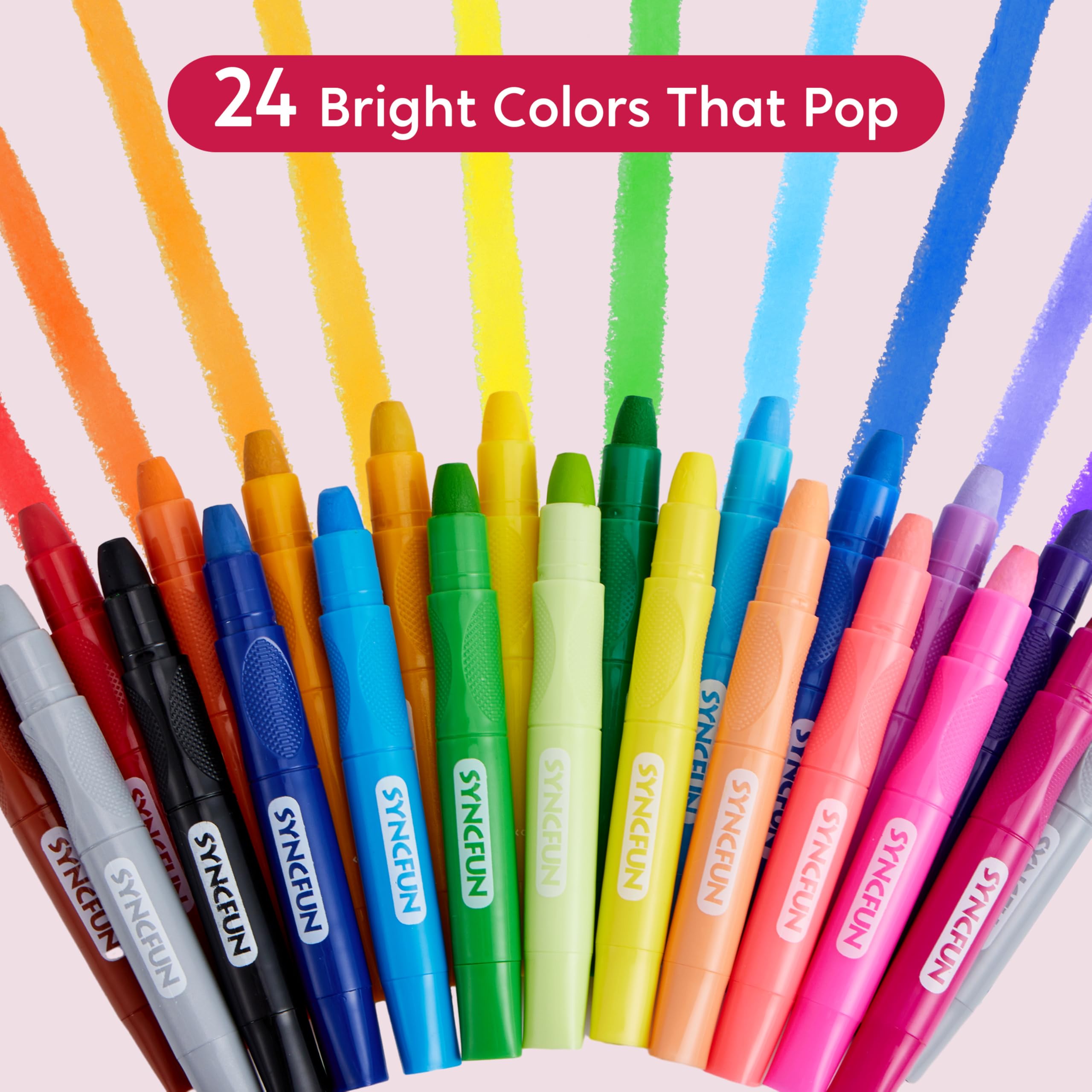 24 crayones retorcidos sedosos Joyfy, lavables y de secado rápido, materiales de arte para el aula y la escuela 3