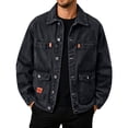 thumbnail image 2 of JTSRKL Cargo Denim Jackets for Men Classic Lapel Button Down Long Sleeve Tops Classic Vintage Cowboy Jean Daily Comfort Soft Fit Coat, 2 of 6