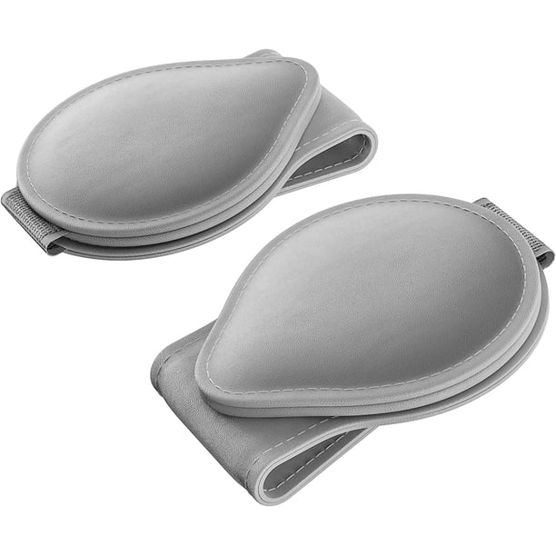 Estuche para gafas de coche, gris 2 piezas Soporte para gafas de coche Cierre magnético Cuero de PU, Soporte universal para gafas de sol para visera de coche, Clip para colgar gafas para coche